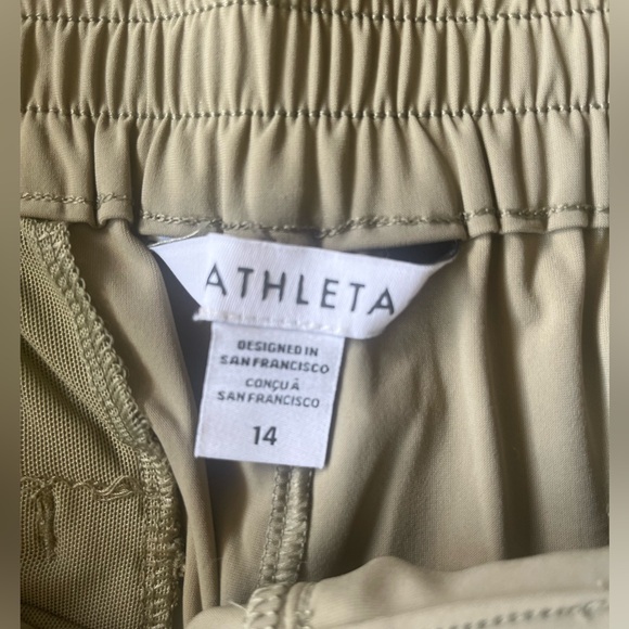 NWT Athleta Pinnacle Trouser‎ Pants Women’s Sz 14 Tan Beige Travel Lightweight - Picture 9 of 13